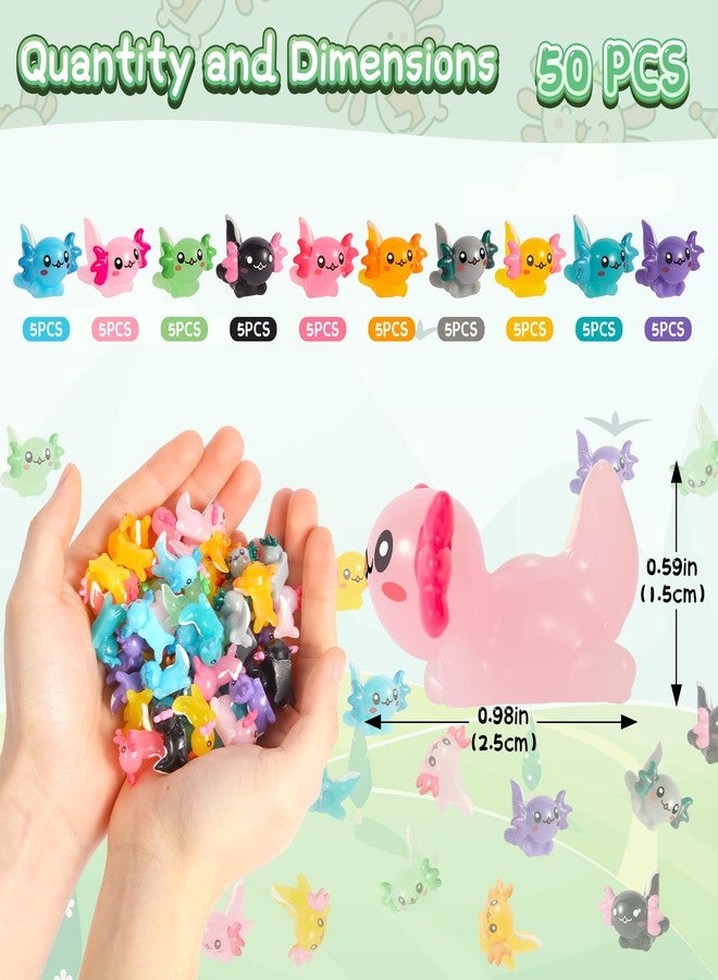 YFDFFSDCY 50 PCS Mini Resin Axolotl 10 Colors Tiny Axolotl Figurines Miniature Axolotls Ornament Charms for Landscape Aquarium Micro Dollhouse Garden Potted Plants Birthday Party Decoration - Image 3
